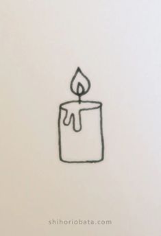 a drawing of a lit candle on a white surface