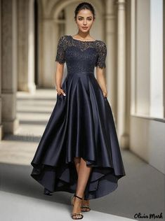 Olivia Mark - Short Front and Long Back Lace Formal Dress for Hosts, Ideal for Banquets and Evening Events Dresses For Formal Events, Lace Evening Gowns, Elegant Attire, Lace Formal Dress, Lace Evening Dresses, Formal Dresses For Women, Cocktail Dress Lace, Long Sleeve Midi Dress, Mother Of The Bride Dresses