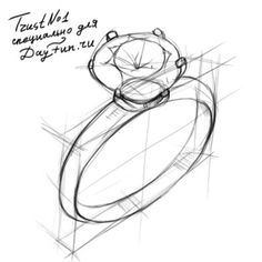 a drawing of a ring with a diamond on it