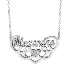 Stand out with our feminine handcrafted Fancy Double Name Necklace made by artisans out of either: Silver Plated, Gold Plated, 925 Sterling Silver, or 14K Gold Over Sterling Silver. This piece can be personalized with 20 Cubic Zirconia as an upgrade and holds a name of up to 10 Characters (Letters only NO numbers or special characters). Necklaces showed with the Default Chain. Sterling Silver option comes with Link Chain as default. You can upgrade to your preference for an additional cost. Meas Double Name Necklace, Acrylic Monogram, Double Name, Monogrammed Cufflinks, Name Necklace Silver, Swarovski Heart, Name Earrings, Font A, Diffuser Necklace