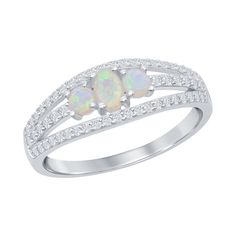 You'll love the impressive design of this beautiful ring with white opal and cubic zirconia. You'll love the impressive design of this beautiful ring with white opal and cubic zirconia. Packaging: boxed Metal: sterling silver Plating: sterling silver Finish: polished Width: 0.5 in Additional details: nickel free STONE DETAILS Stone type: cubic zirconia Shape: round Setting: prong Size: 6. Gender: female. Age Group: adult. White Diamond Multi-stone Cluster Ring, White Multi-stone Diamond Cluster Ring, White Multi-stone Round Cut Diamond Ring, White Diamond Cluster Ring With Accent Stones, White Cubic Zirconia Birthstone Promise Ring, Elegant White Multi-stone Birthstone Ring, White Diamond Rings With Sparkling Stones, Opal Ring With Cubic Zirconia Accent Stones For Promise, Opal And Cubic Zirconia Promise Ring With Accent Stones