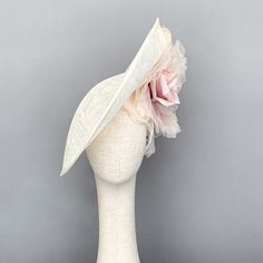 Kentucky Derby Hat Cream Derby Hat Floral Pink Ascot Hat for | Etsy Elegant Wide Brim Straw Hat For Garden Party, Summer Garden Party Headpiece With Pinched Crown, Feminine Mini Hats For Weddings, Feminine Wedding Headpieces For Spring, Feminine Spring Wedding Headpiece, Elegant Brimmed Boater Hat For Garden Party, Cream Cloche Hat For Evening, Cream Brimmed Cloche Hat For Evening, Cream Formal Hat With Structured Crown