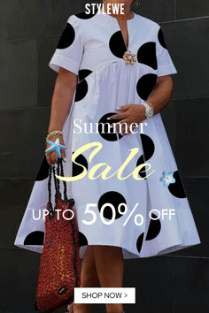 Shop online fashion and enjoy exclusive discounts Best Sellers at stylewe Online Stores. Free Shipping and Returns.🥰 Chic Polka Dot Midi Dress With Ruffles, Luxury Polka Dot Summer Dresses, Polka Dot Floral Print Beach Dress, Polka Dot Mini Dress With Ruffle Hem, Casual Polka Dot Patchwork Dress, Loose Midi Dress, African Designs, Be Good To Me, Loose Shorts