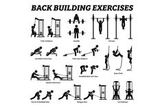 an exercise poster with the words back building exercises on it and images of people doing different activities