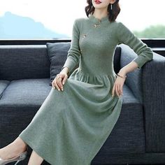 Great shopping ideas for Women's Cheongsam Collar casual Sweater Dress Wool Blend Slim Fit Knitted Qipao , Sweaters Dresses Casual Sweater Dress, Sweater Dress Casual, Casual Sweater, Shopping Ideas, Wool Dress, Cheongsam, Women's Fashion Dresses, Women's Dresses, Wool Blend