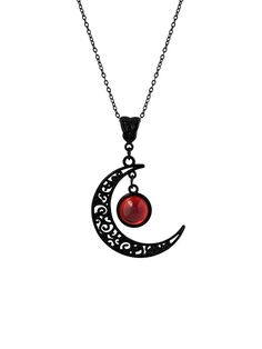 PRICES MAY VARY. GOTHIC BLACK CRESCENT MOON NECKLACE: The Black Crescent Moon Necklace is a versatile and stylish piece of jewelry that is perfect for those who love gothic fashion. It's suitable for everyday wear, as well as for special events and parties, making it a great addition to any wardrobe MATERIALS: Meticulously crafted from high-quality zinc alloy, titanium steel and glass SIZE & LENGTH: The Black Moon Pendant measures 1.29 inches in width, 1.45 inches in length. Red Glass Teardrop m Galaxy Jewelry, Goth Necklace, Crescent Necklace, Halloween Necklace, Crescent Moon Pendant, Moon Pendant Necklace, Goth Jewelry, Gothic Necklace, Crescent Moon Necklace