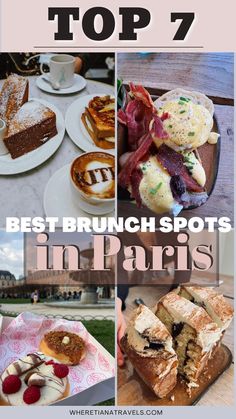 an image of brunch spots in paris with text overlaying the top