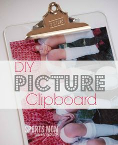 a clipboard with pictures of babies on it and the words diy picture clipboard