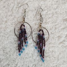 Handmade Beaded Earrings Nwt As Pictured. This Item Ships In A Gift Pouch Thanks For Looking! Handmade Beaded Earrings, Handmade Earrings Beaded, Gift Pouch, Jewelry Handmade, Blue And Silver, Blue Purple, Beaded Earrings, Pink Blue, Blue And Purple