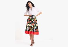 Designed for twirling and dancing this eye-catching skirt is made from our colorful Summer Lilies print twill. | Kate Spade Summer Lilies Skirt - Large Multicolor Midi Skirt For Workwear, Chic Floral Print Full Skirt Bottoms, Flowy Multicolor Print Skirt For Spring, Elegant Multicolor Flared Skirt, Summer Workwear Multicolor Skirt, Floral Print Flared Skirt For Workwear, Long Skirt With Vibrant Print For Spring, Multicolor Summer Workwear Skirt, Chic Relaxed Printed Skirt