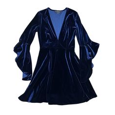 Nwt Lulu's Deep V-Neck Royal Blue Shimmer Velour Bell Sleeve Mini Dress Size Xs. 0585 This Beautiful Long Bell Sleeve Dress Is Perfect For The Fall And Winter Holiday Parties, Special Events Or Special Date Night. It Has A Beautiful Shimmer In Blue And Fit And Flare Style. Very Sexy Plunging V-Neckline At 11". Material Is Soft And Velvety With Some Stretch. Side Zipper Closure. New With Tags. Never Worn. 100% Polyester. Hand Wash Cold, Lay Flat To Dry. Measurements Laying Flat: Pit To Pit 16" V- Blue Fitted V-neck Dress For Night Out, Blue Mini V-neck Dress For Evening, Blue V-neck Mini Dress For Evening, Blue Mini V-neck Evening Dress, Blue V-neck Mini Dress For Fall, Blue Long Sleeve V-neck Dress For Fall, Blue V-neck Mini Dress, Blue V-neck Dress For Night Out, Fitted Blue V-neck Dress For A Night Out