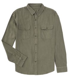 From Lucky Brand&#x2C; this woven shirt features:Button down collarLong sleevesButton front closureDouble chest pocketsCotton/rayonMachine wash/tumble dryImported. Khaki Collared Shirt With Buttoned Pockets, Khaki Button-up Shirt With Button Closure, Spread Collar Shirt With Pockets, Fall Shirt With Buttoned Pockets And Spread Collar, Fall Shirt With Spread Collar And Buttoned Pockets, Khaki Button-up Shirt With Buttoned Pockets, Unstructured Collared Tops With Buttoned Pockets, Khaki Tops With Pockets And Spread Collar, Khaki Top With Pockets And Spread Collar