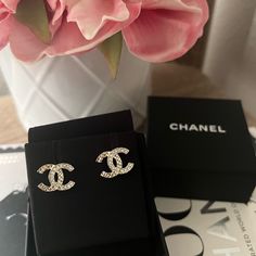 Classic Chanel Cc Stud Earrings 100% Authentic Made In France Pristine Condition, Never Worn Measurements: Height: Approx. 1.3cm, Width Approx. 1.5cm Comes With Box And Jewelry Pouch Item Will Be Authenticated By Poshmark So 100% Money Back Authenticity Guarantee So You Can Shop Without Worry Channel Earrings, Chanel Pouch, Chanel Stud Earrings, Chanel Jewelry Earrings, Classic Chanel, Jewelry Chanel, Chanel Box, Chanel Earrings, Chanel Jewelry