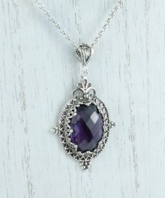 Sterling Silver Filigree Art Amethyst Gemstone Oval Pendant Necklace Silver Chain is 18.00" + 2.00" extender. Pendant height: 1.90 Inches; Pendant width: 1.05 Inches Amethyst gemstone is 13 X 18 mm double side faceted, checkboard oval cut. Oxidized and highly polished. Comes with a silver polish cloth, velvet pouch and a luxurious gift box. You can reach all our other Amethyst collection to match with your pendant, please click here Filigree is made of delicate metal strands that have been skill Nickel-free Amethyst Pendant Jewelry, Fine Jewelry Amethyst Round Pendant, Amethyst Round Pendant Fine Jewelry, Nickel Free Amethyst Round Pendant Jewelry, Silver Necklace With Oval Pendant, Nickel-free Amethyst Round Pendant Jewelry, Victorian Oval Nickel-free Necklaces, Nickel Free Sterling Silver Oval Pendant, Nickel-free Sterling Silver Oval Pendant Jewelry