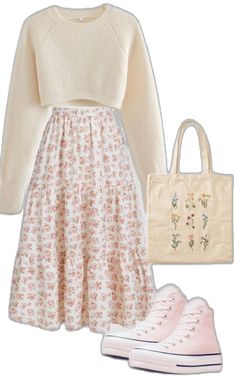 Feminine Girl Outfits, Modest Mormon Outfits, Soft Feminine Outfits Plus Size, Mormon Mom Outfits, Modest Pentecostal Outfits, Soft Spring Outfits, Feminine Outfit Ideas Girly, Floral Theme Outfit, Girly Outfit Inspo Aesthetic