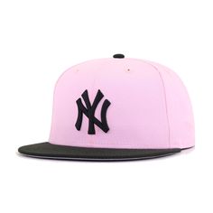 New Era Cap 59Fifty fitted hat for the New York Yankees in black and pink colorway. This two-tone Yankees hat is perfect for lighter color fits. Cotton crown provides premium plush comfort, while durable wool on the visor and button gives it the striking contrast needed to make a bold statement. Hat Material: 100% Cotton/WoolCrown: PinkVisor: BlackButton: BlackUndervisor: GreyFront Logo: Real BlackNew Era Flag: PinkRear Logo: Real Black/Pink Cotton Crown, Statement Hat, Crown Pink, Yankees Hat, Color Fits, Logo Real, Flat Hats, San Diego Chargers, Minnesota Twins