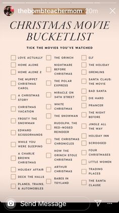 the christmas movie bucket list is shown