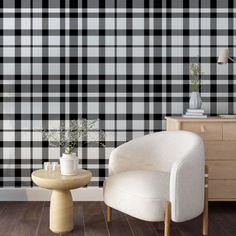 Black and White Tartan Plaid Wallpaper Peel and Stick Plaid Wallpaper, Classic Wallpaper, Watercolor Wallpaper, Plaid Design, Tartan Plaid, Wallpaper Panels, Commercial Interiors, Traditional Wallpaper, Wallpaper Samples