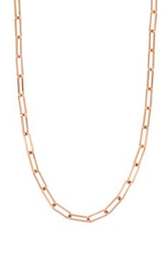 Paperclip links fashioned from 14-karat gold modernize this quiet, everyday necklace. Lobster clasp closure Handcrafted 14k gold Made in Italy Luxury 14k Gold Chain Necklace With Rectangular Links, Classic Rose Gold Chain Necklace With Rectangular Links, Elegant Rose Gold Chain Necklace With Lobster Clasp, Rose Gold Necklaces With Rectangular Links, Rose Gold Link Chain Necklace For Formal Occasions, Elegant Rose Gold Necklace With Paperclip Chain, Elegant Rose Gold Paperclip Chain Necklace, Formal Rose Gold Cable Chain Necklace, 14k Rose Gold Paperclip Chain Necklace