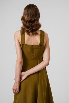 MOSS GREEN DRESS Long Linen Dress, Summer Clothing, Sleeveless Boho Robe, Linen Outfit, Rustic Modern, Pinafore Dress, Sondeflor - Etsy Green Square Neck Dress With Adjustable Straps, Elegant Fitted Green Sundress, Olive Sleeveless Midi Dress, Chic Green Midi Dress With Adjustable Straps, Chic Dark Green Midi Dress For Summer, Elegant Sleeveless Dark Green Mini Dress, Elegant Dark Green Sleeveless Mini Dress, Green Fitted Sundress, Green Sundress Midi Dress With Adjustable Straps