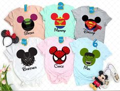 Personalized 2022 Disney Vacation Family Matching T Shirt Disney Theme Shirts Family Vacations, Family Matching Tops With Cartoon Print For Disney Trips, Family Matching Graphic Print Tops For Disney Fan Events, Disney Family Trip Shirts 2024, Family Matching Crew Neck Tops For Disney Trips, Hollywood Studios Family Shirts, Family Matching Black Tops For Disney Trips, Disney Themed Character Print Tops, Themed Tops For Disney Trips With Character Print