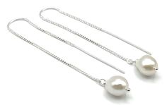 "Precious baroque white keshi pearls suspending from a 925 sterling silver threader, ultra dainty and elegant. Would make a great gift for June birthdays or bridesmaids. LENGTH: 2.8 inches - 7 cm long - 4,2 gr. each  Pearls: 7 x 9 mm These delicate earrings are also available in 24 K Gold Vermeil https://www.etsy.com/uk/listing/1016226928/gold-vermeil-threaders-with-baroque?ref=shop_home_active_16&pro=1&frs=1    MATERIALS:  925 Sterling Silver  Baroque pearls: Pearl means faith, charity and inno White Pearl Earrings With Adjustable Chain, Gift White Pearl Earrings With Adjustable Chain, White Pearl Earrings With Adjustable Chain For Gift, White Threader Earrings With Adjustable Chain For Gift, White Threader Earrings With Adjustable Chain As A Gift, Gift White Pearl Charm Threader Earrings, White Threader Earrings With Pearl Charm As Gift, Silver Round Pearl Chain Earrings, Minimalist White Pearl Earrings With Adjustable Chain