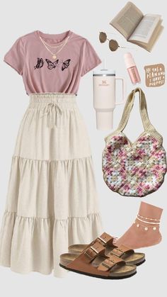 #coastalaesthetic #vacationoutfit #summeroutfit #outfitinspo #modestfashion #pinkoutfit #churchgirlaesthetic #birckenstocks #Stanley #KortneyCarsonremix Modest Outfits Inspiration, Summer Fits Modest, Cute Modest Summer Outfits, Summer Cottagecore Outfits, Cute Outfits For Church, Sunday Church Outfits, Modest Christian Clothing, Church Fits