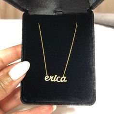 ★★★★★ "I LOVE it! 💖💖💖 No words or pictures can really capture this DAZZLING piece! You will not be disappointed. The level of customer service was A+ on assisting me with my custom diamond name necklace. I will definitely make another purchase in the future." ~Erica Custom Yellow Gold Names Necklace For Gifts, Yellow Gold Necklaces With Names For Anniversary, 14k Gold Initial Pendant Name Necklace For Formal Occasions, Formal 14k Gold Name Necklace With Initial Pendant, 14k Gold Initial Pendant Name Necklace For Anniversary, Customizable 14k Gold Anniversary Necklaces, Anniversary Yellow Gold Name Necklace, Elegant Sterling Silver Letter Jewelry, Classic Gold Diamond Name Necklace