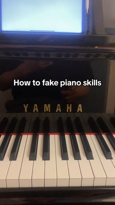 a piano with the words how to take piano skills yamaha written in front of it