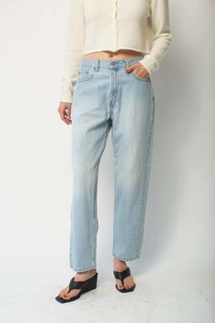 Everyone loves a good pair of vintage levi's.    - 100% cotton  - zipper fly    - made in the usa    size fit  high-rise fit size up for a more low-slung look as shown on the model.  waist: 31" hips: 43" rise: 11.5" inseam: 29" Girl Closet, Vintage Levis, London Blue, Denim Pant, Designer Outfits Woman, Vintage Denim, High Rise, Swimwear Tops, Denim Women