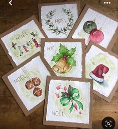 six christmas cards with different designs on them