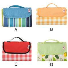 four different types of lunch bags with the letters abc, b, and c on them