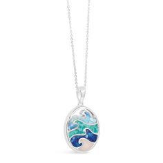 Make Waves Necklace Ocean-inspired Sterling Silver Necklaces, Sterling Silver Ocean-inspired Necklaces, Waves Necklace, Ocean Spirit, Dune Jewelry, Wave Necklace, Make Waves, Earth Elements, Oval Pendant