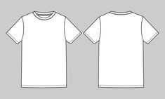 the front and back view of a white t - shirt with short sleeves, on a gray background