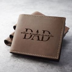 "This wallet is a classic design bifold allowing you to carry your cash and cards. You can personalized with your loved name and meaningful message to create a one of a kind, unforgettable gift. It will be the perfect gift for Anniversaries, Birthdays, Valentines Day, Father's Day, Christmas and more! ► MORE ∙ P E R S O N A L I Z A T I O N Add more personal touch to your gifts with a Custom Aluminum Wallet Insert Card from this listing: https://etsy.me/3x6Jum5 The perfect gift combo that the rec Wallet Engraving Ideas, Personalized Leather Trifold Wallet Gift, Personalized Leather Trifold Wallet For Everyday Use, Customizable Leather Wallets, Customizable Leather Wallets For Everyday, Personalized Leather Trifold Wallet, Personalized Brown Leather Trifold Wallet, Personalized Classic Leather Wallets, Classic Personalized Wallets