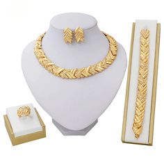 This dainty gold jewelry set will surely add sparkle to your girls on your special day! This set is perfect for the bride, bridesmaids jewelry gift, prom, or any special occasion! This Jewelry set would add more charms to your beautiful jewelry collection and would surely bring lots of compliments. It falls beautifully on the neckline giving you an elegant look. This set will definitely be a treasured inclusion in every woman's jewelry collection. Perfect As A Party Wear, Festive Wear, And Costu Dubai Gold Jewelry, Pinterest Jewelry, Women Products, Dainty Gold Jewelry, Costume Necklace, Women Costume, Crystal Jewelry Sets, Bridesmaid Gifts Jewelry, Gold Wedding Jewelry