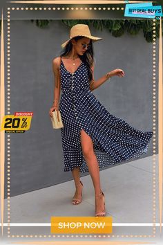 Spring Polka Dot Spaghetti Strap Dress Women Casual V Neck Holiday Style Bandage Dress Ladies High Wasit Summer Dresses Polka Dot Spaghetti Strap Vacation Dress, Polka Dot Summer Dress With Spaghetti Straps, Summer Dress With Polka Dot And Spaghetti Straps, Polka Dot Midi Dress For Summer Vacation, Polka Dot Sundress With Spaghetti Straps, Summer Polka Dot Dress With Buttons, Polka Dot Summer Dress With Buttons, Spaghetti Strap Dress, Holiday Style