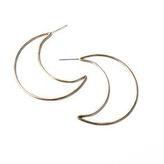 Hey moon mama, illuminate your beauty with the Correne hoops. She's lightweight and will wonderfully compliment your celestial spirit.16ga wire in open moon shape with stud backingApproximately 1.5” tall and .75” at widest.Available in 14k gold plated over eco brass and sterling silver. Celestial Metal Hoop Earrings, Celestial Adjustable Hoop Earrings, Adjustable Celestial Hoop Earrings, Adjustable Nickel-free Celestial Hoop Earrings, Gold Crescent Hoop Earrings With Moon Phase, Metal Moon-shaped Hoop Earrings, Moon Charm Hoop Earrings In Celestial Style, Celestial Hoop Earrings With Ear Wire, Hoop Earrings With Moon Charm