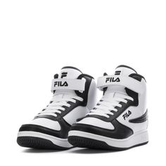 Upgrade your look with a standout classic sneaker. The FILA A High shoes feature a pebbled leatherette upper with stitched overlays to create a streamlined look. Perforations on the toecap add airflow where you need it most, and the textile lining is soft and comfortable. An adjustable closure strap at the front allows for a custom fit. Lace-up high-top with an adjustable closure strap. Durable synthetic leather upper. Perforated toe cap adds breathability. Embroidered logo detailing throughout. Sports High-top Sneakers With Perforations Round Toe, Sports High-top Sneakers With Perforations, High-top Sneakers With Perforations For Light Sports, Classic High-top Sneakers For Streetwear With Perforations, Classic High-top Sneakers With Perforations For Streetwear, Low-top Synthetic Basketball Shoes With Perforations, Breathable Mesh High-top Sneakers For Light Sports, Classic Lace-up Basketball Shoes With Perforations, Classic Basketball Shoes With Round Toe And Perforations