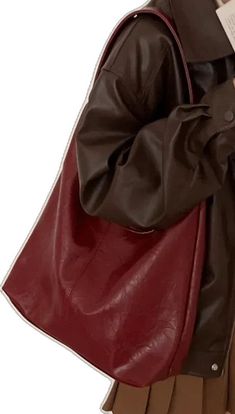 Casual Burgundy Rectangular Shoulder Bag, Casual Burgundy Rectangular Satchel, Burgundy Shoulder Bag For Errands, Red Satchel Shoulder Bag For Fall, Trendy Burgundy Bags For Daily Use, Casual Burgundy Bags For Daily Use, Burgundy Casual Bag With Double Handle, Fall Travel Red Hobo Bag, Large Capacity Red Bag For Errands