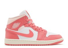 Wmns Air Jordan 1 Mid 'Strawberries And Cream' - Air Jordan - BQ6472 186 - white/sea coral/atmosphere/sail | Flight Club Cute Jordans, Wmns Air Jordan 1, Preppy Shoes, Jordan Shoes Retro, Jordan Retro 1, Womens Air Jordans, Sea Coral, Cute Nike Shoes, White Sea