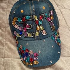 Sexy Bling Denim Baseball Cap Hat 100% Cotton Brand New Gorgeous Bling Rhinestones Conversation Hat Multi Color Bling Nwots #Hat #Bling #Baseball #Sexy #Sexybaseball #Denimcaps #Denimhats Trendy Snapback Baseball Cap With Rhinestones, Trendy Rhinestone Snapback Baseball Cap, Casual Cap With Rhinestones, Casual Rhinestone Cap, Casual Snapback Baseball Cap With Rhinestones, Casual Rhinestone Hat, One Size Fits Most, Casual Rhinestone Hat, One Size, Casual Rhinestone Hat One Size Fits Most, Casual Rhinestone Hat