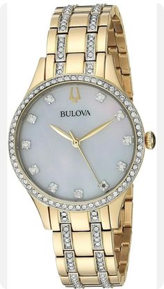 Elevate your style with this stunning Bulova women's wristwatch. Featuring a 32mm round stainless steel case and a two-tone bracelet, this dress/formal watch is a perfect blend of elegance and durability. The white dial with multiple hands and 12-hour indices is complemented by crystal accents, adding a touch of sophistication. This quartz movement watch has a water resistance of 30m and a mineral crystal, making it a perfect accessory for everyday wear. The watch comes with a seller's warranty and has a reference number 98X119. Shop now to add this Bulova watch to your collection. Anniversary Diamond Watch With Metal Dial, Elegant Analog Watches For Wedding, Rose Gold Diamond Watch For Wedding, Formal Round Analog Diamond Watch, Anniversary Stainless Steel Diamond Watch With Round Dial, Elegant Stainless Steel Wedding Watch, Elegant Stainless Steel Diamond Watch With Metal Dial, Stainless Steel Diamond Watch For Anniversary With Round Dial, Stainless Steel Diamond Watch For Anniversary