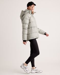 The perfect jacket for your cold-weather adventures is here: our Responsible Down Puffer Jacket. You'll be warm all winter long thanks to the water-repellent and wind-resistant fabric. Bonus: Our down products are sourced responsibly to ensure best practices in animal welfare. Meet your new winter wardrobe essential and enjoy it for years to come.  | Quince | Women's Responsible Down Puffer Jacket in Seagrass Green, Size Small, Recycled Polyester The Super Puff, Super Puff, Winter Wardrobe Essentials, Perfect Jacket, Boyfriend Cardigan, Down Puffer Jacket, Perfect Coat, Performance Leggings, Silk Slip