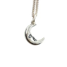 Tiny Moon Necklace Sterling Silver Crescent Necklace With Charms, Sterling Silver Half Moon Charm Necklace, Crescent Moon Charm Necklace, Sterling Silver Crescent Moon Charm Necklace, Everyday Half Moon Charm Necklace, Sterling Silver Moon-shaped Charms Necklaces, Adjustable Crescent Moon Charm Necklace, Silver Crescent Charm Necklace For Everyday Wear, Everyday Crescent Moon Charm Necklaces