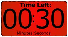 a red and black license plate with the words time left 00 30 minutes seconds on it