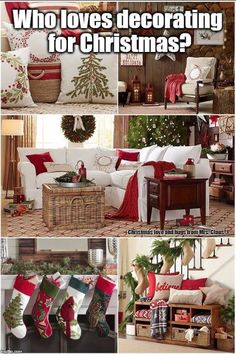 christmas decorations and stockings are featured in this ad for the home decor company, which is selling