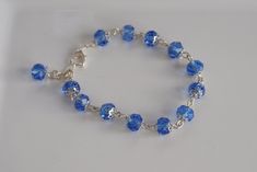 Blue Crystal Bracelet  Bracelet is 7 inches in  diameter. Can be extended to almost 8 inches with chain extender. Blue Crystal Bracelet, Bracelet Blue, Chain Extenders, Crystal Bracelet, Blue Bracelet, Blue Crystals, Crystal Bracelets, Bracelet Gift, Minneapolis