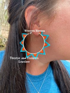 Rodeo Jewelry, Turquoise Bead Earrings, Earrings Western, Boho Hoop Earrings, Rodeo Cowgirl, Winston Salem Nc, Western Earrings, Handmade Earrings Beaded, Winston Salem