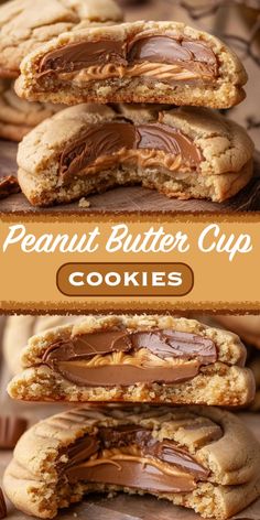 peanut butter cup cookies stacked on top of each other